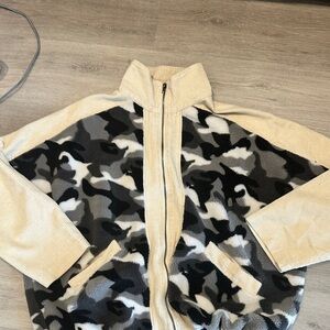 white birch Cream & Neutral Camo Zip‑Front Puffer Jacket